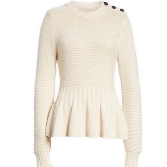 Rebecca Taylor Women's La Vie Pullover Cream Peplum Knit Sweater Size XS - Picture 2 of 8